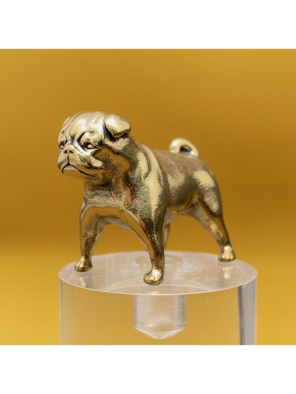 Brass Pug Dog Figurine Sculpture Miniature